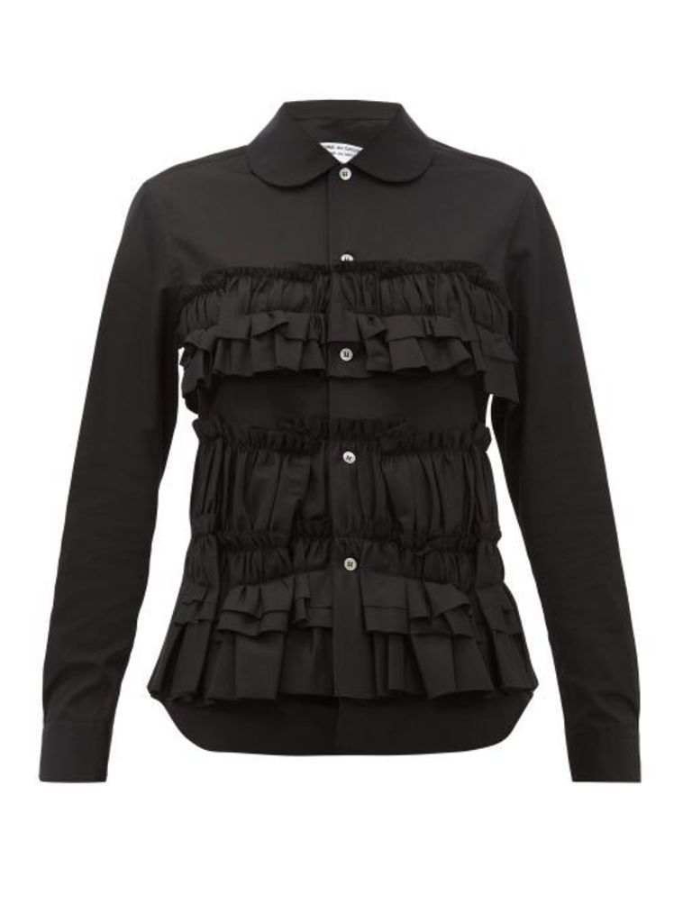 Comme Des Garçons Comme Des Garçons - Ruffle-trim Cotton-poplin Shirt - Womens - Black
