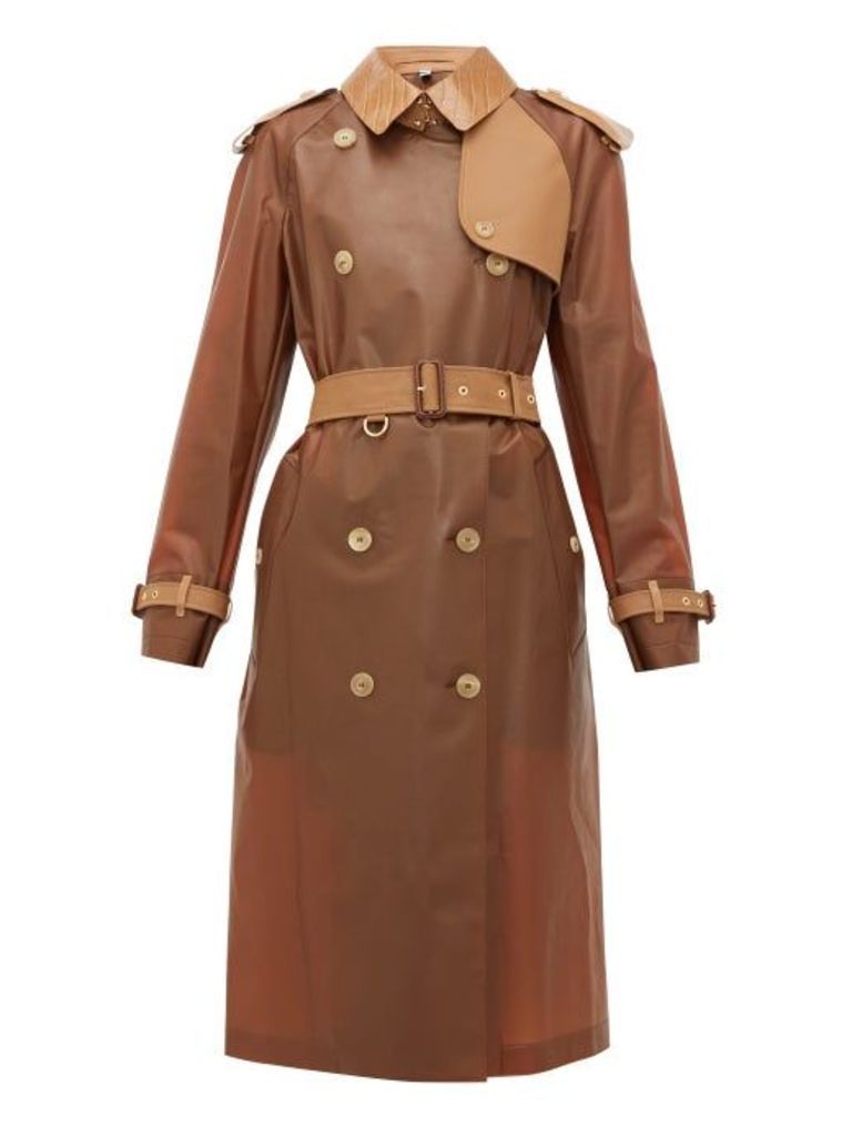 Burberry - Leather-trimmed Pu Trench - Womens - Light Brown