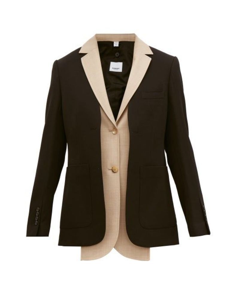 Burberry - Waistcoat Insert Single-breasted Wool Jacket - Womens - Black
