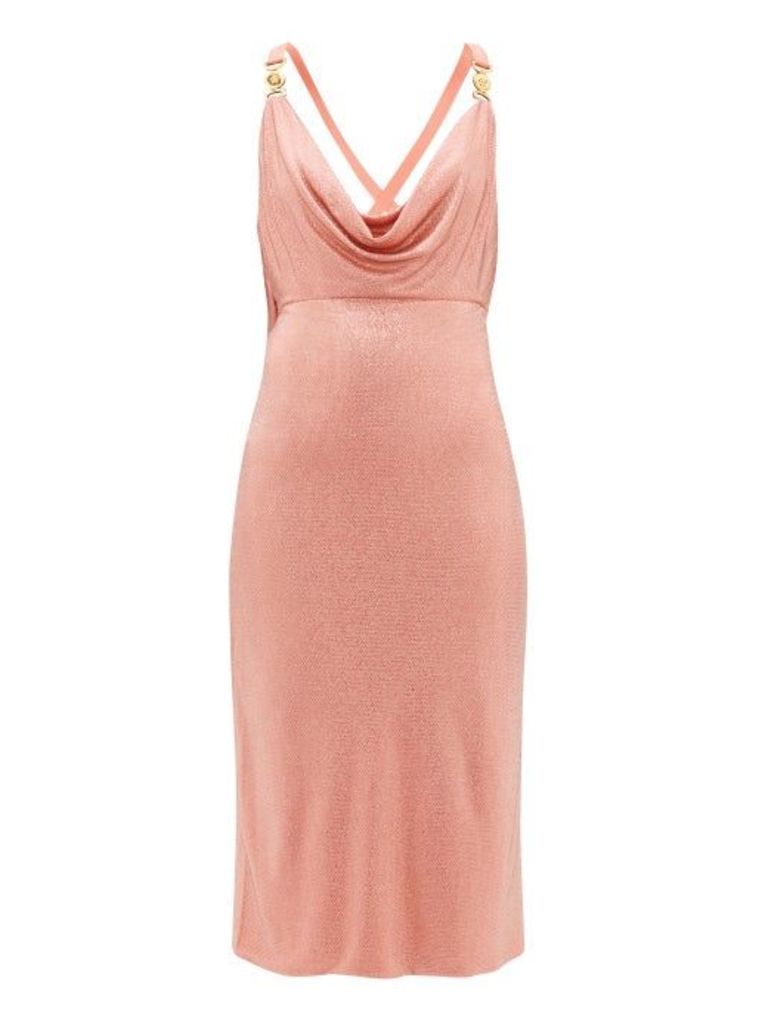 Versace - Crystal-embellished Cowl-neck Dress - Womens - Pink