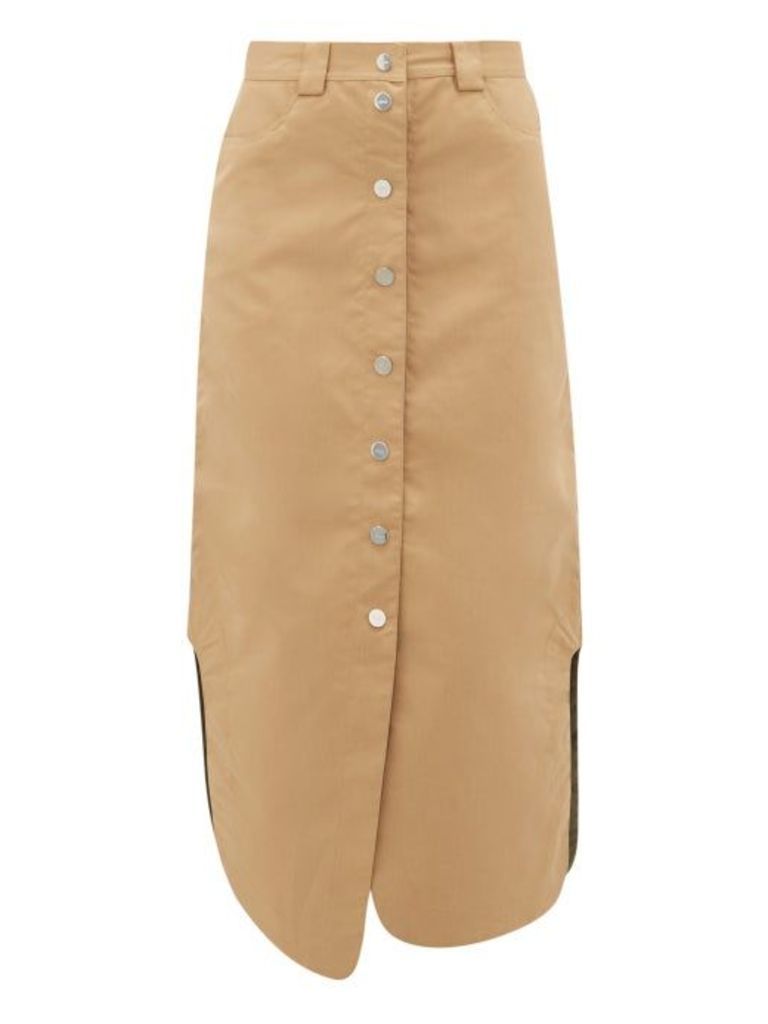 Ganni - Button-front Cotton-blend Skirt - Womens - Beige