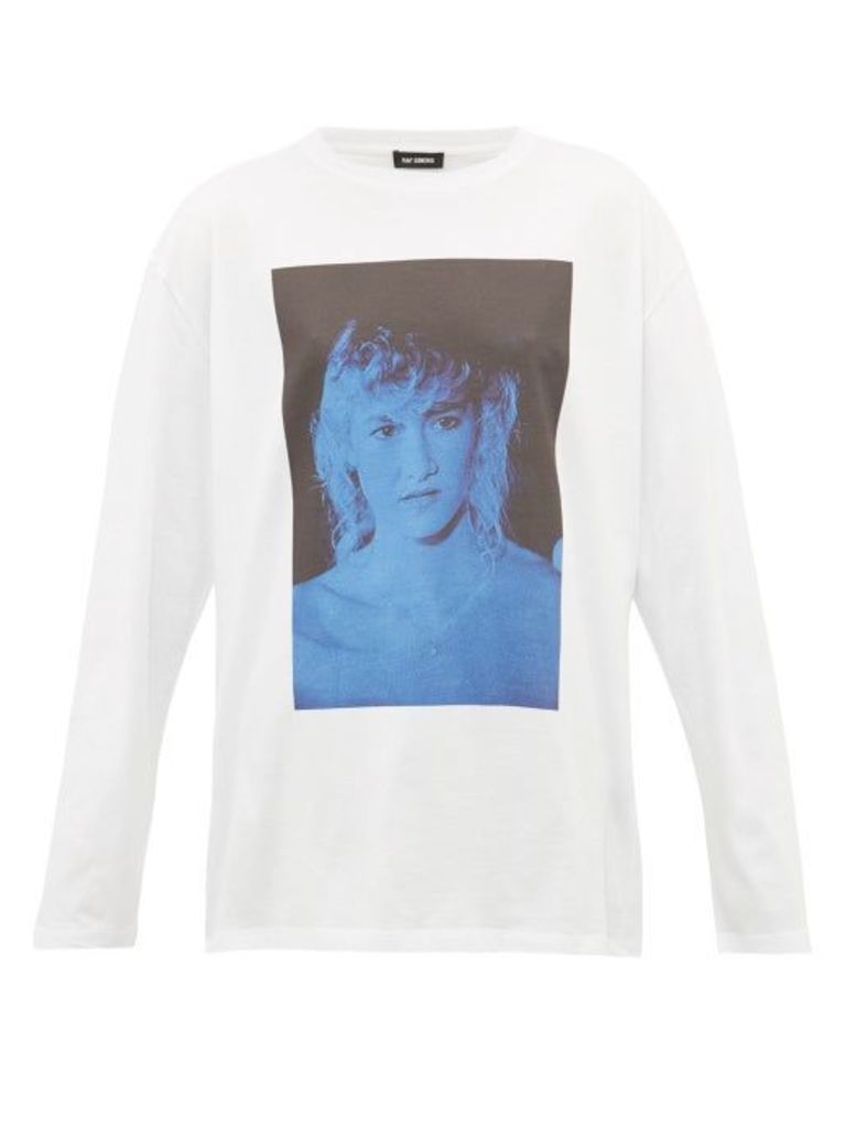 Raf Simons - Blue Velvet Print Cotton Jersey T Shirt - Womens - White