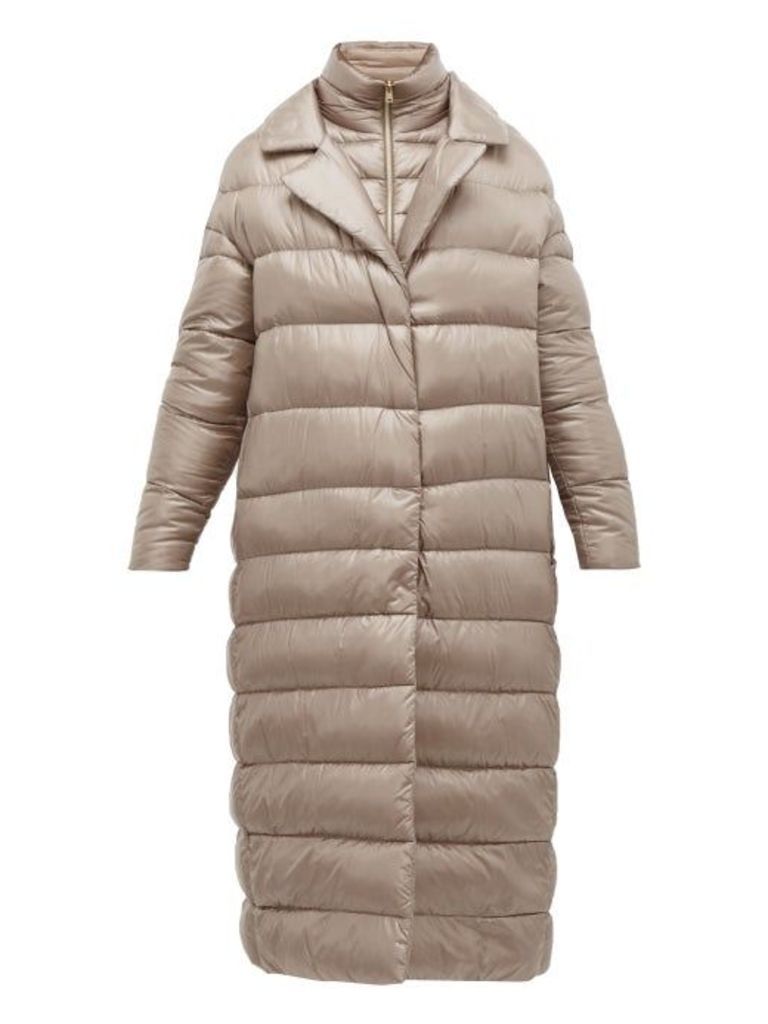 Herno - Longline Ultralight Double Layer Quilted Coat - Womens - Beige