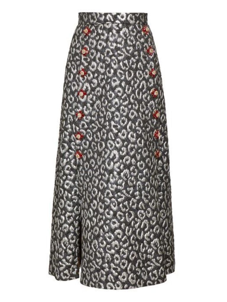 Dolce & Gabbana - Leopard Print Brocade Midi Skirt - Womens - Leopard