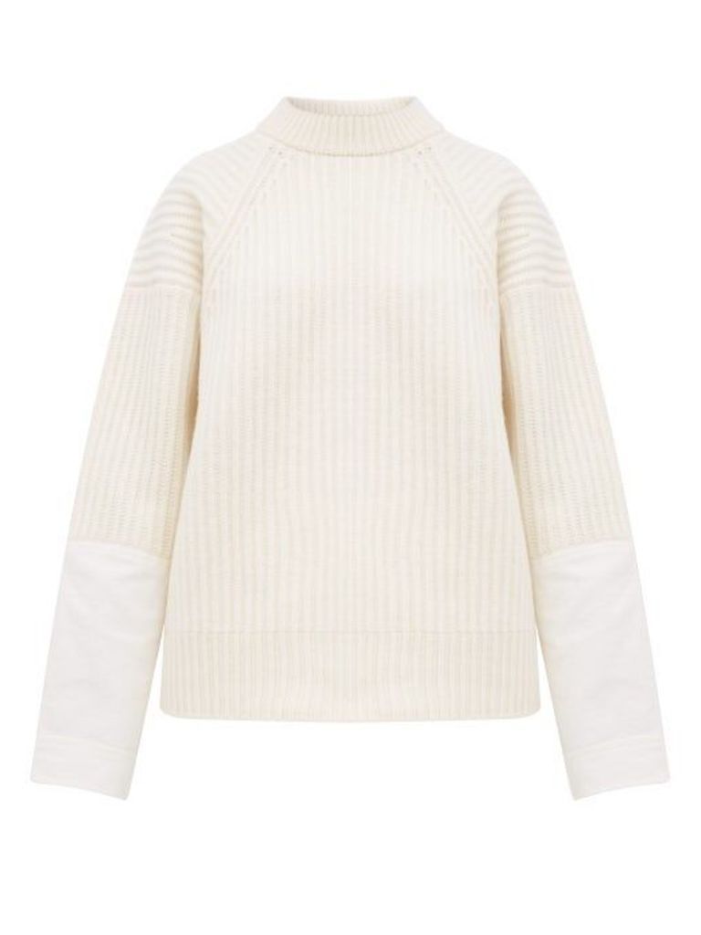 Haider Ackermann - Banded Canvas-cuff Ribbed Wool Sweater - Womens - Ivory