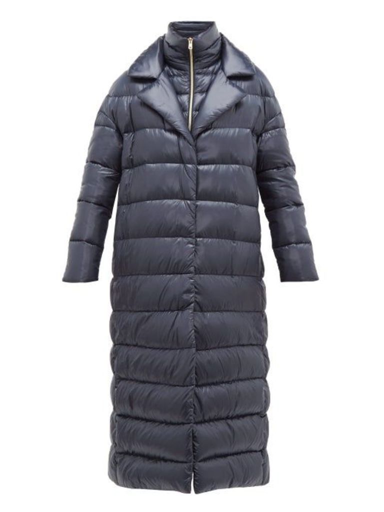 Herno - Longline Ultralight Double Layer Quilted Coat - Womens - Navy