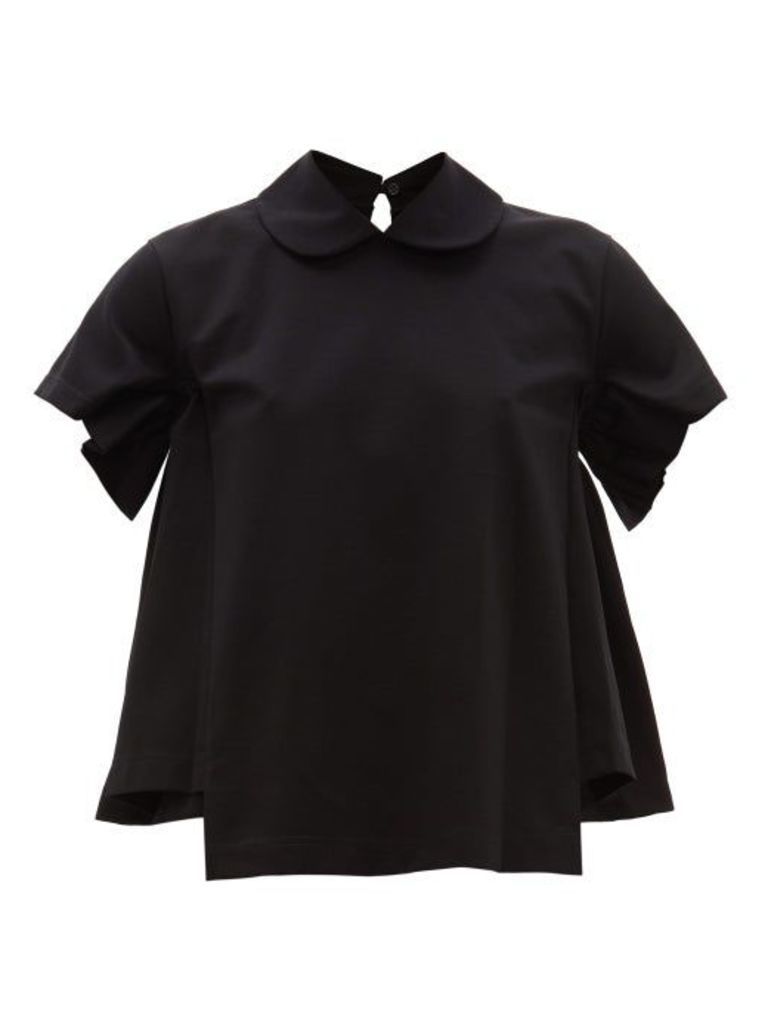 Noir Kei Ninomiya - Peter-pan Collar Cotton T-shirt - Womens - Black
