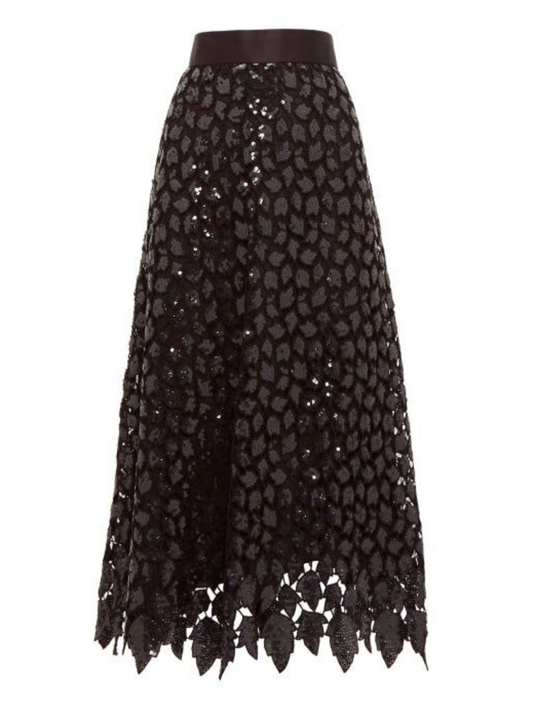 Marc Jacobs - Sequinned Guipure-lace Midi Skirt - Womens - Black Multi