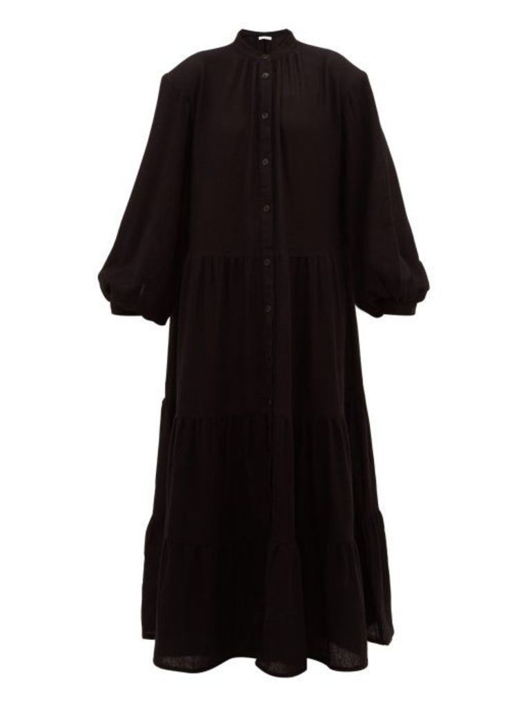 Ryan Roche - Tiered Cashmere Maxi Dress - Womens - Black