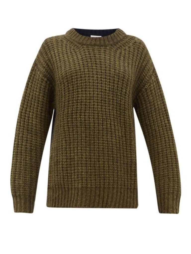 See By Chloé - Colour-block Dropped-sleeve Sweater - Womens - Khaki Multi