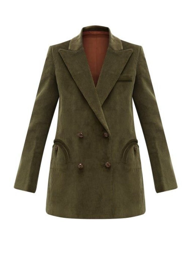 Blazé Milano - Classic Touch Double Breasted Corduroy Blazer - Womens - Green