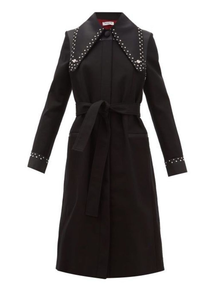 Françoise - Studded Single-breasted Cotton-twill Coat - Womens - Black