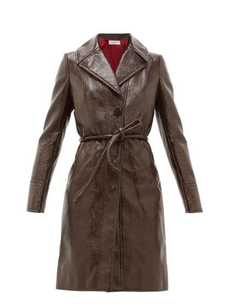 Françoise - Crackle-effect Faux-leather Trench Coat - Womens - Brown