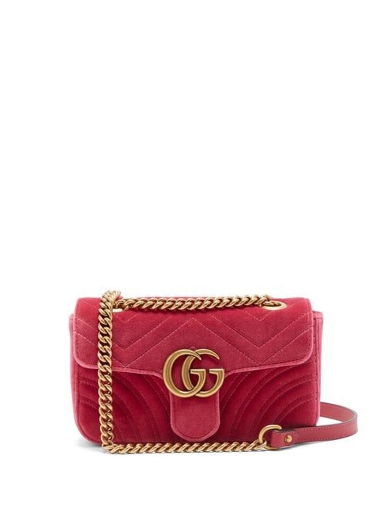 Gucci - Gg Marmont Mini Quilted Velvet Cross Body Bag - Womens - Pink