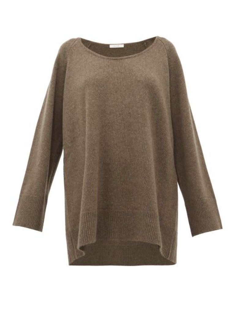 The Row - Damian Scoop-neck Wool-blend Sweater - Womens - Light Brown