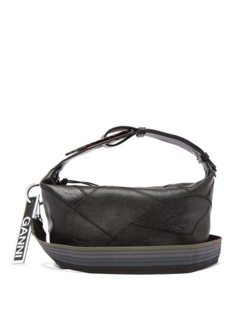 Ganni - Patchwork Leather Shoulder Bag - Womens - Black