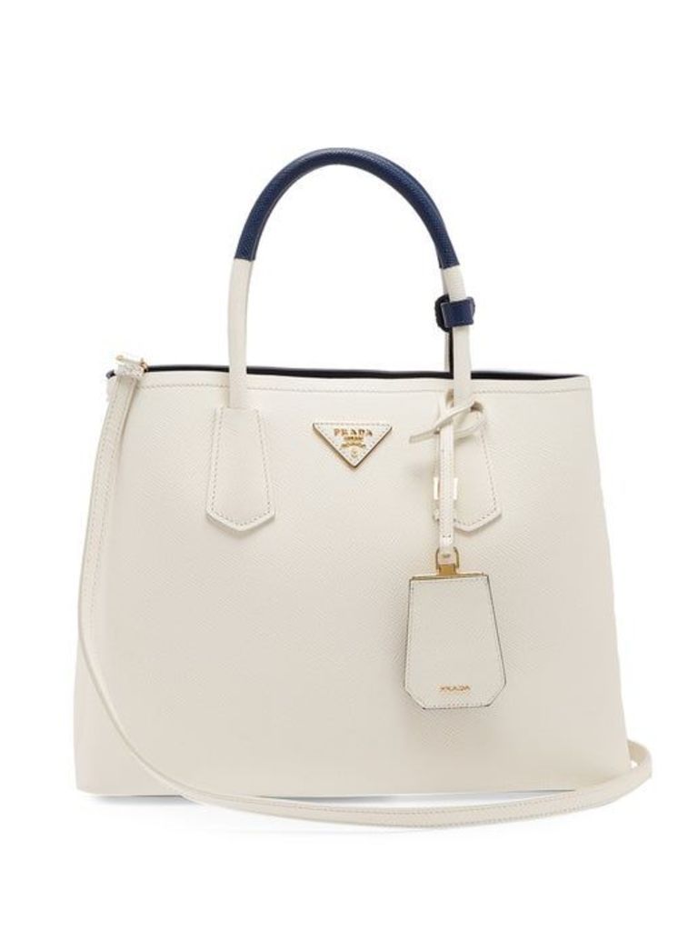 Prada - Double Saffiano Leather Bag - Womens - White Navy