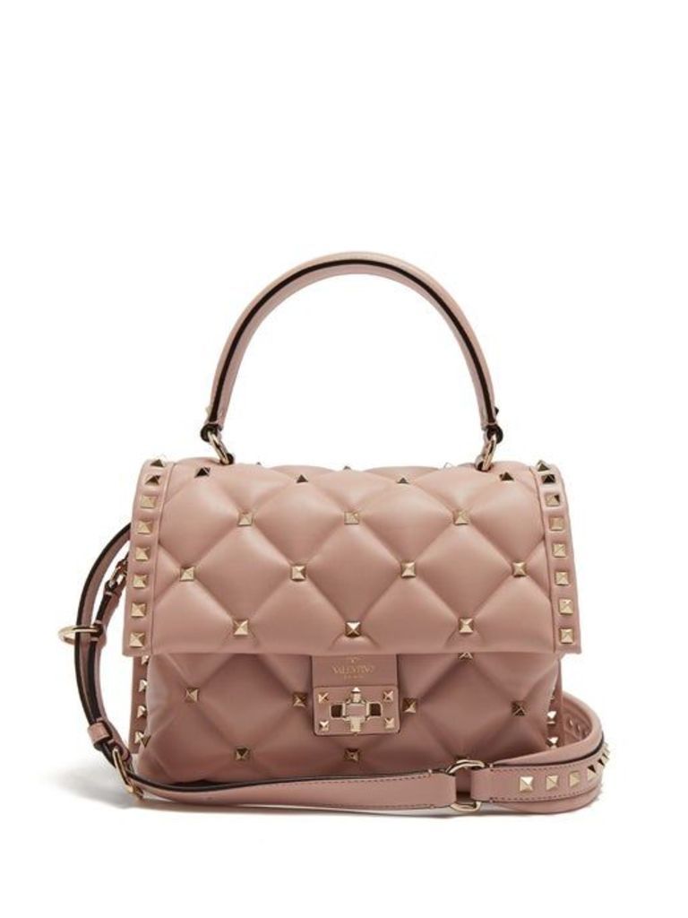 Valentino - Candystud Quilted Leather Shoulder Bag - Womens - Light Pink