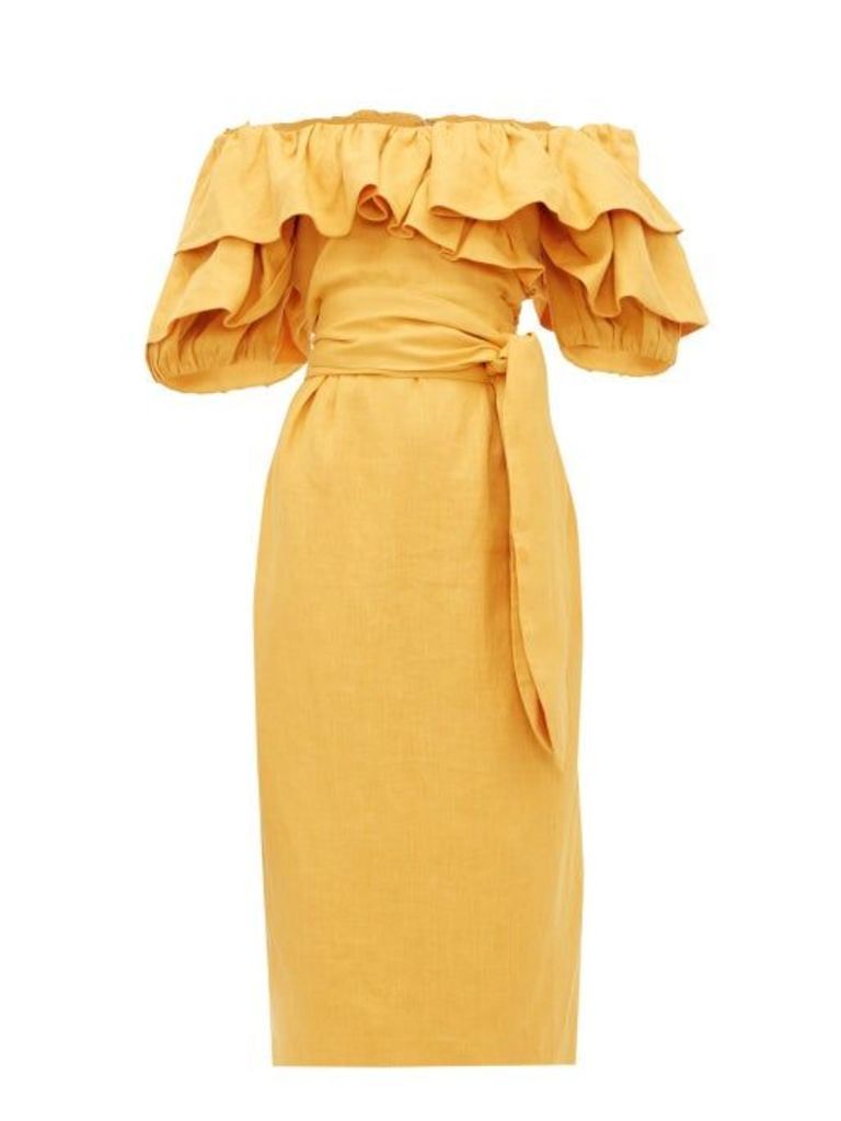 Mara Hoffman - Arabella Ruffled Off-the-shoulder Dress - Womens - Yellow