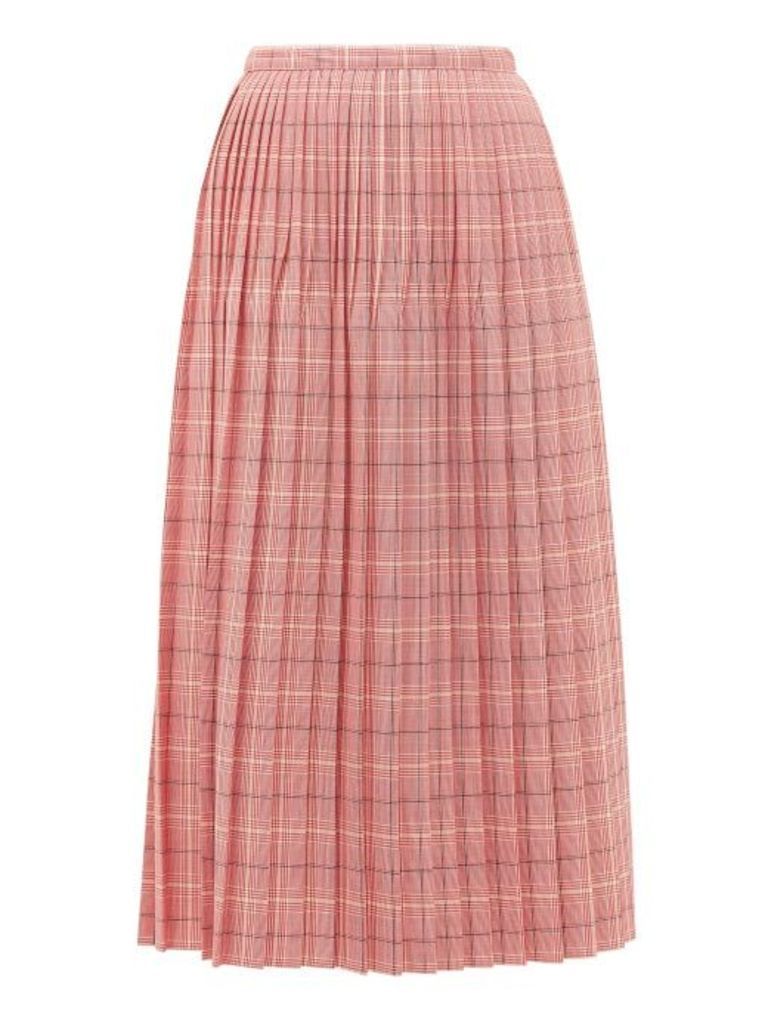 Marni - Checked Pleated Midi Skirt - Womens - Pink Multi