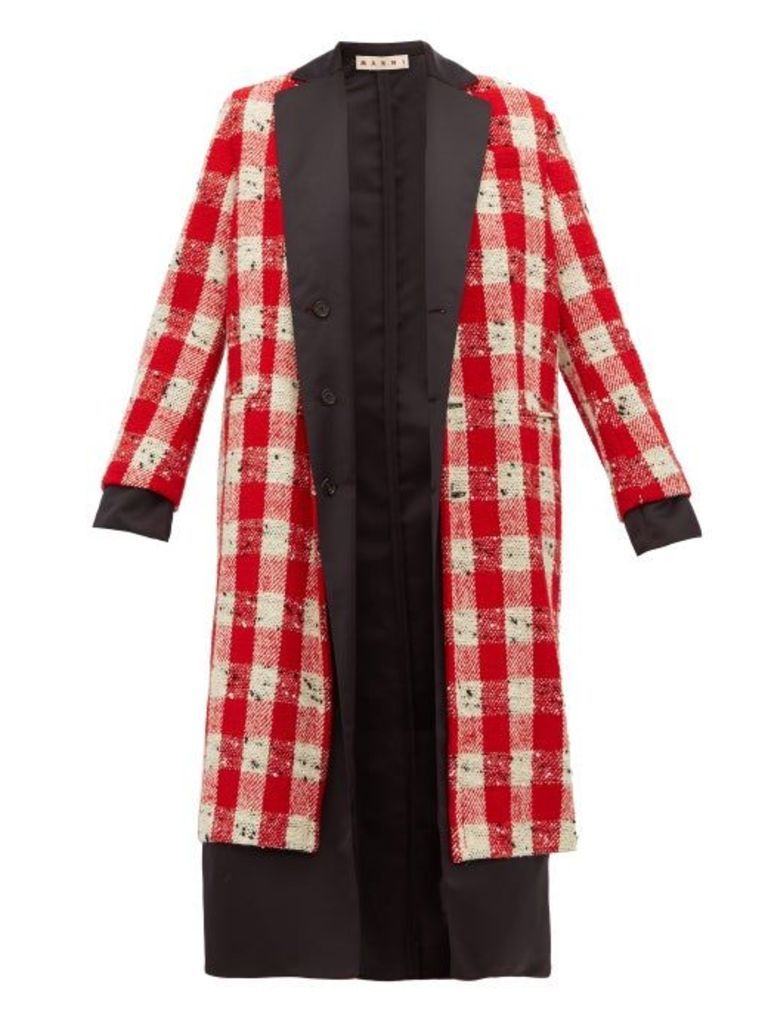Marni - Checked Wool-blend Bouclé Coat - Womens - Red White