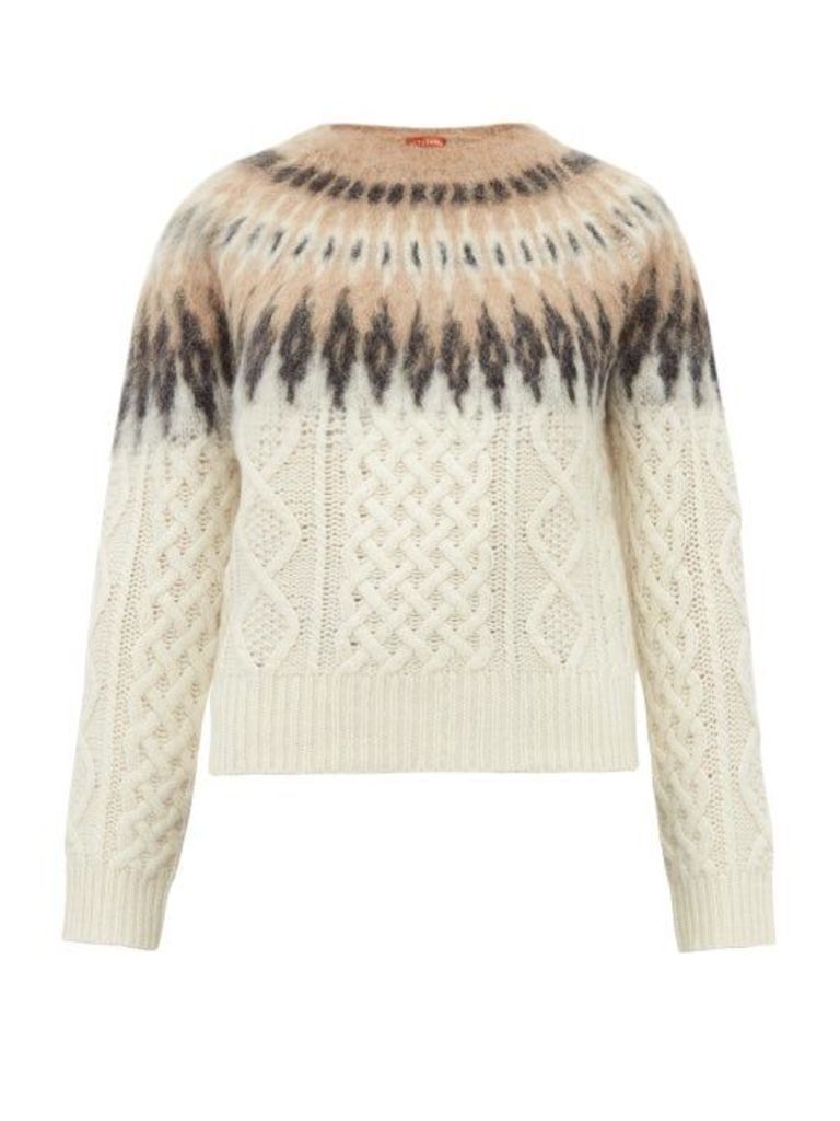 Altuzarra - Parvati Fair Isle Wool Blend Cable Knit Sweater - Womens - Ivory Multi