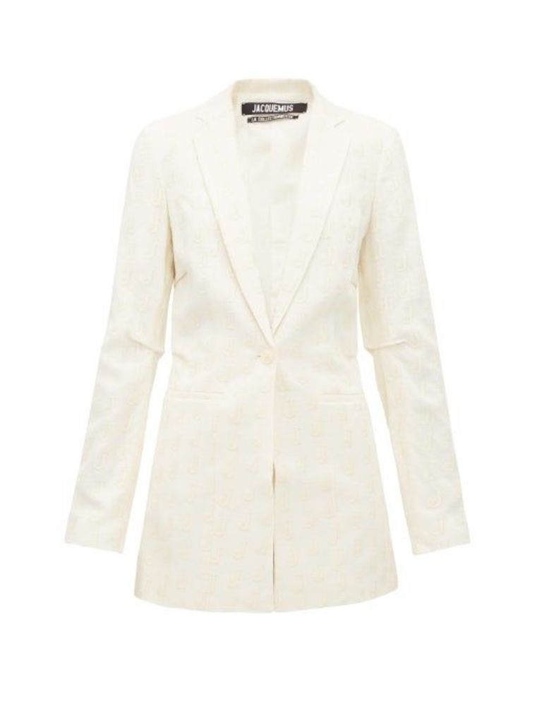 Jacquemus - J-embroidered Canvas Blazer - Womens - Ivory