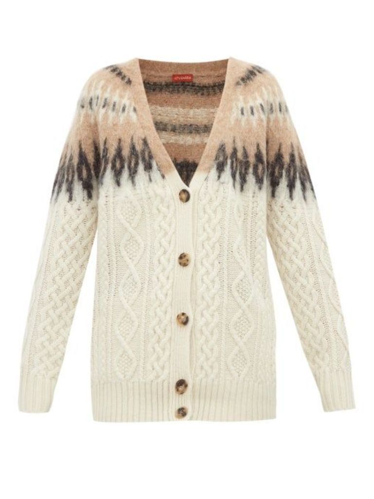 Altuzarra - Sita Fair-isle Wool-blend Cable-knit Cardigan - Womens - Ivory Multi