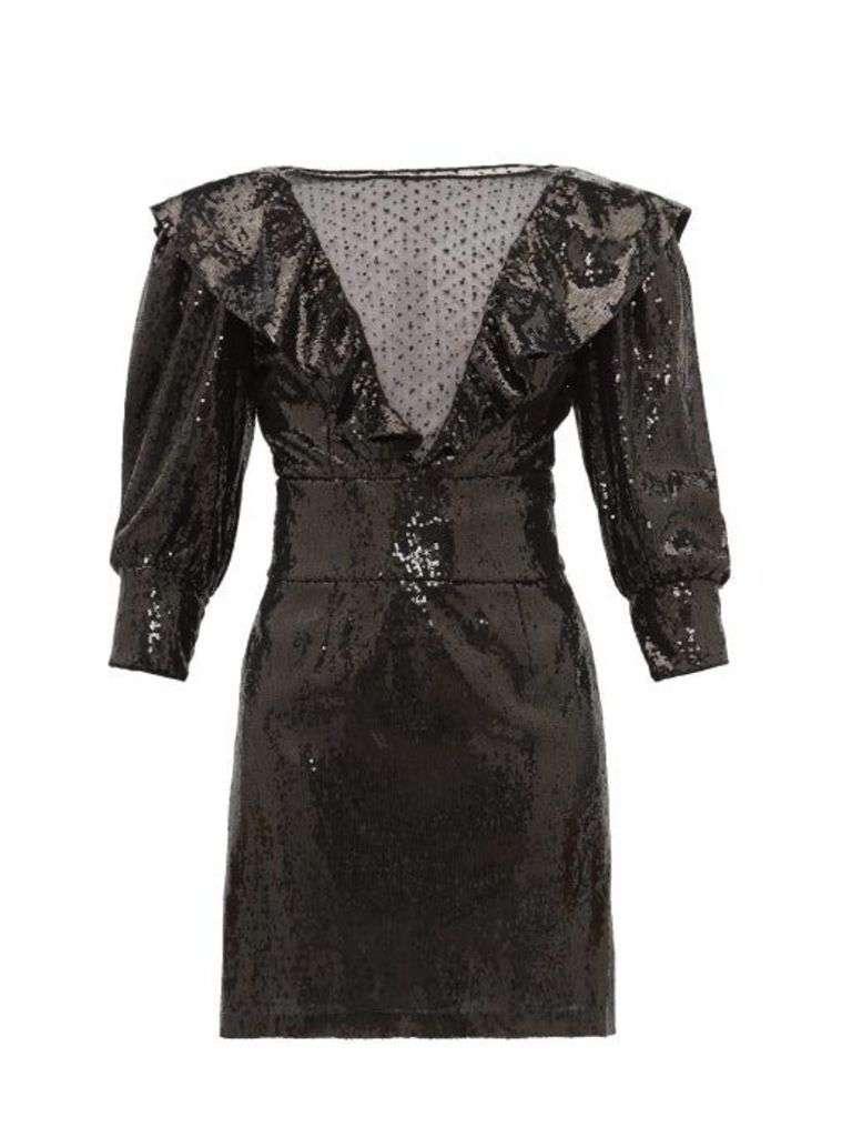 Dundas - Mesh-insert Sequinned Dress - Womens - Black