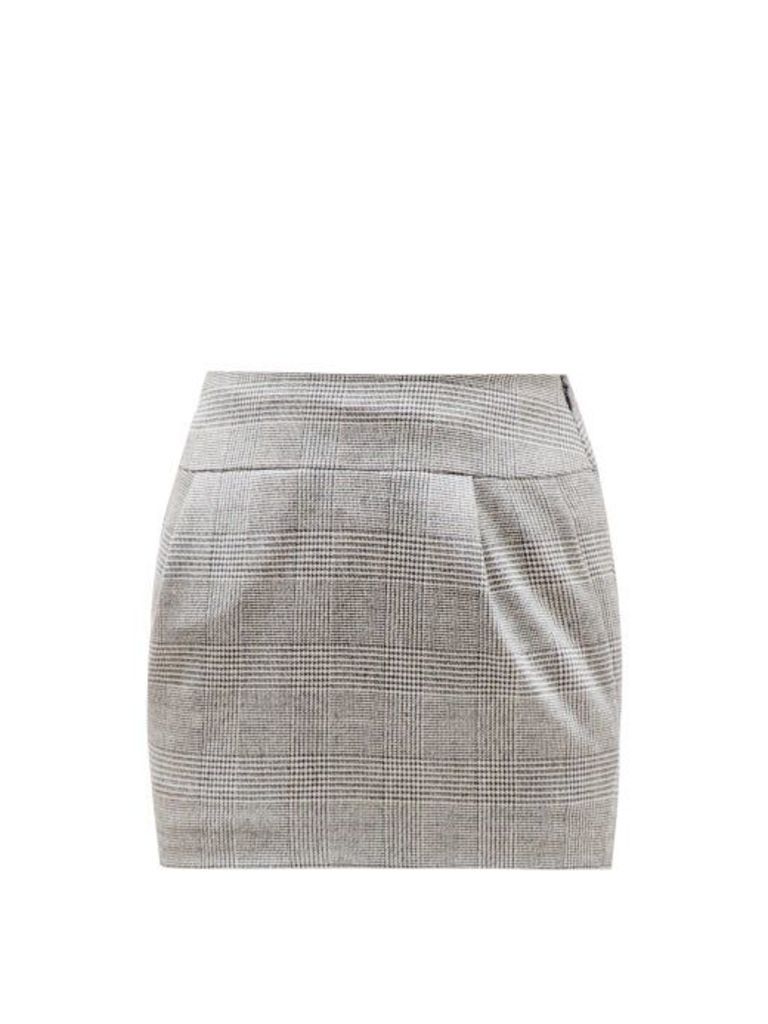 Alexandre Vauthier - Prince Of Wales Check Wool Blend Skirt - Womens - Grey Multi