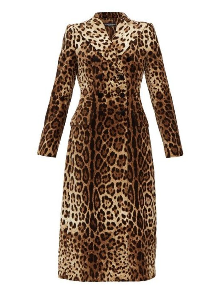 Dolce & Gabbana - Double-breasted Leopard-print Velvet Coat - Womens - Leopard