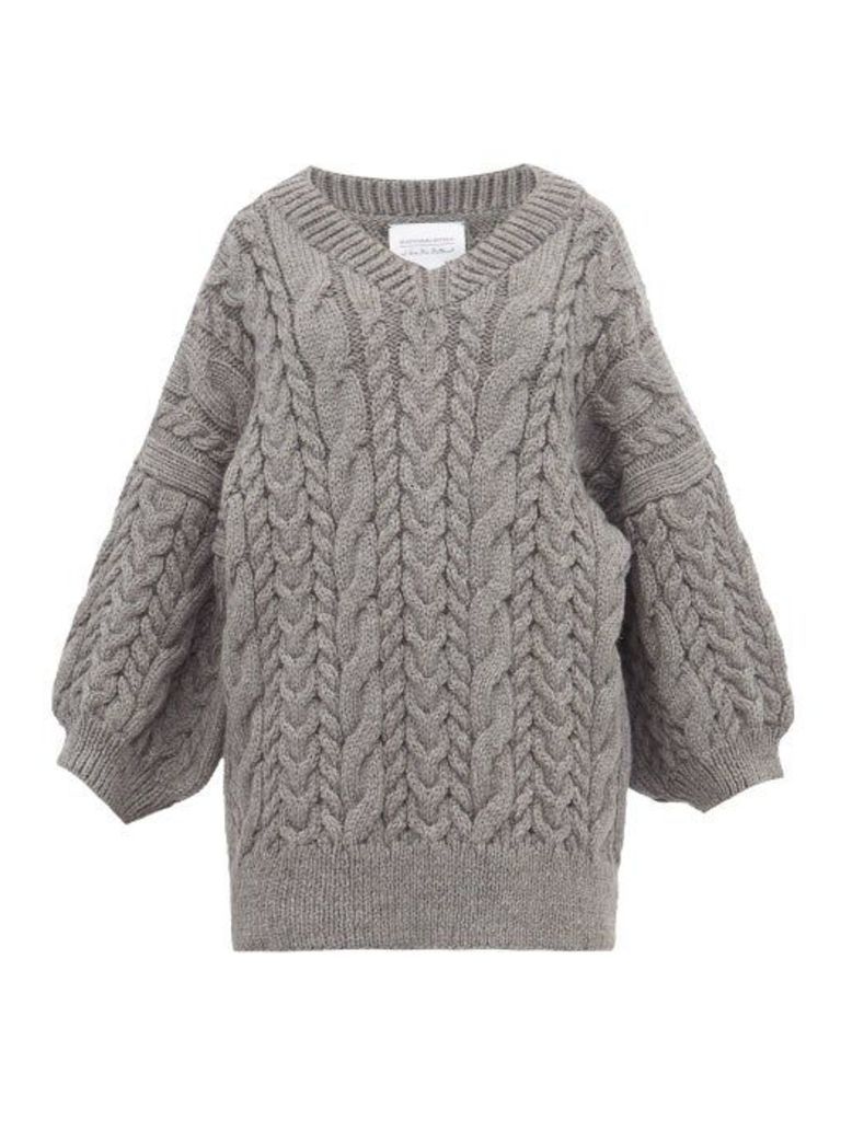 Mr Mittens - Cable-knit Wool Sweater - Womens - Dark Grey