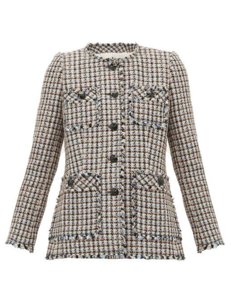 Rebecca Taylor - Houndstooth-tweed Cotton-blend Jacket - Womens - Pink Multi