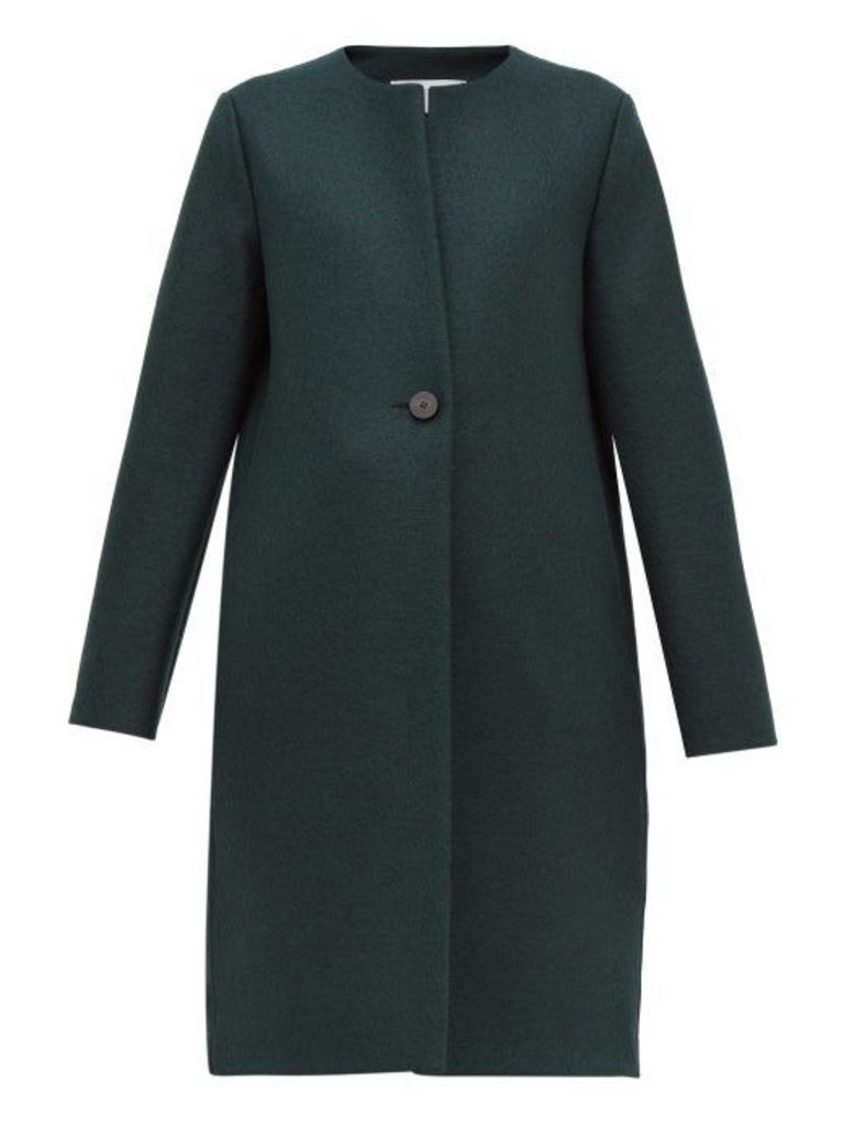 Harris Wharf London - Round-neck Pressed Virgin Wool-felt Coat - Womens - Dark Green