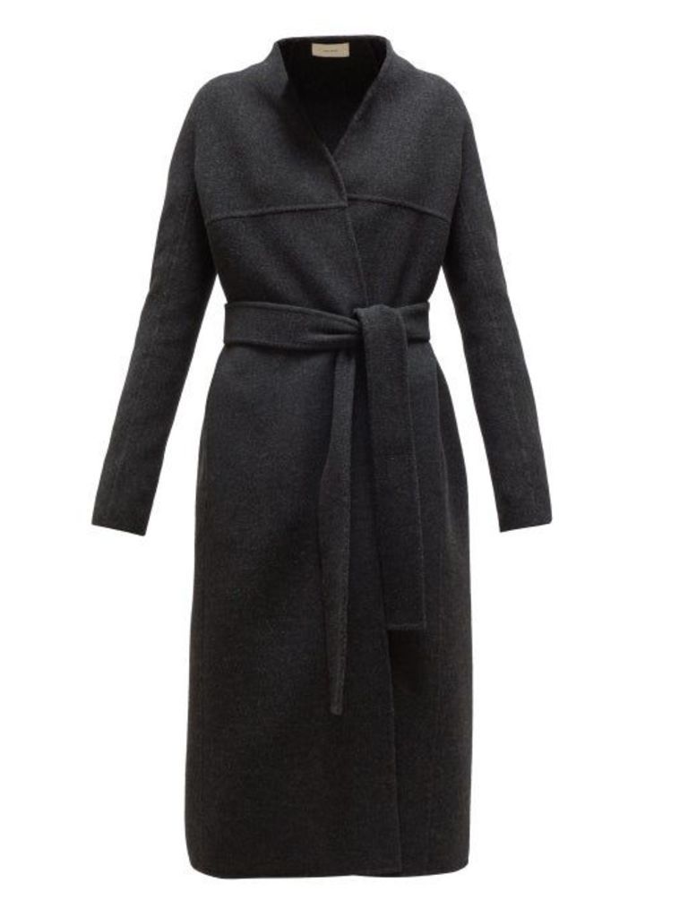 The Row - Luisa Belted Wool-blend Coat - Womens - Dark Grey