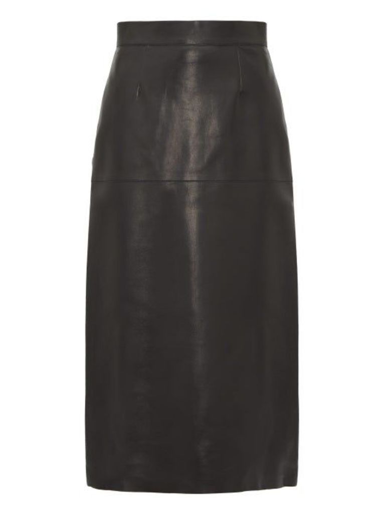 Inès & Maréchal - Daisy Leather Midi Skirt - Womens - Black