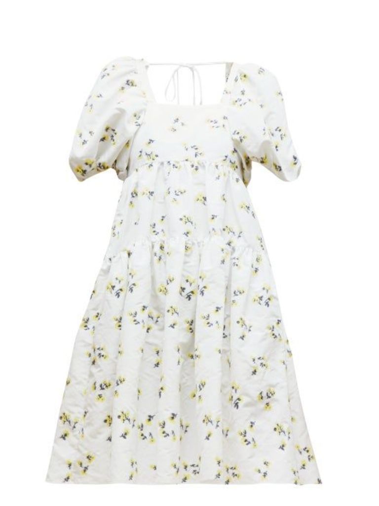 Cecilie Bahnsen - Ronja Tiered Floral Fil-coupé Mini Dress - Womens - Yellow White