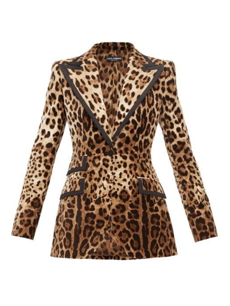 Dolce & Gabbana - Leopard-print Velvet Blazer - Womens - Leopard