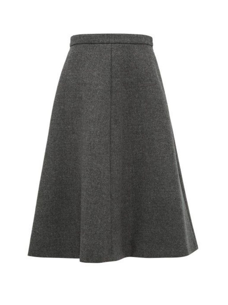 Miu Miu - A-line Wool-tweed Midi Skirt - Womens - Dark Grey