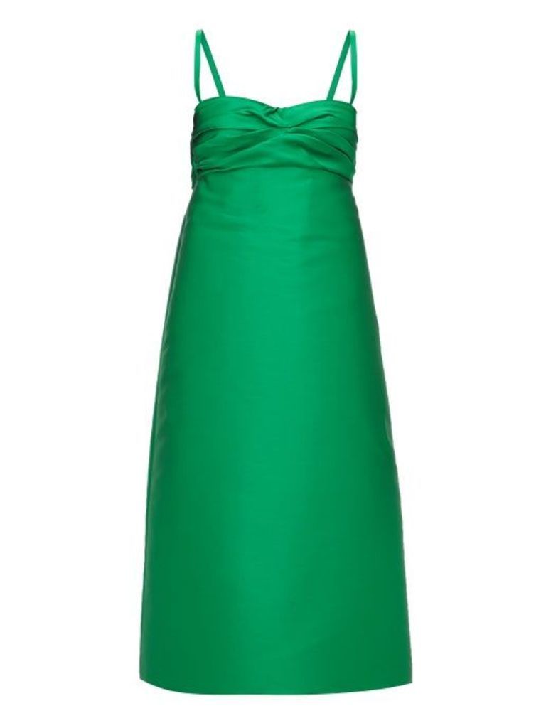 No. 21 - Gathered A-line Satin Dress - Womens - Green