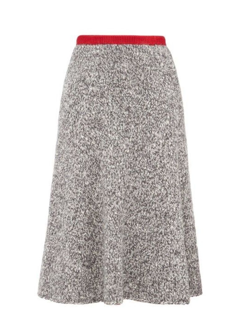 Vika Gazinskaya - Flared Knitted Midi Skirt - Womens - Grey Multi