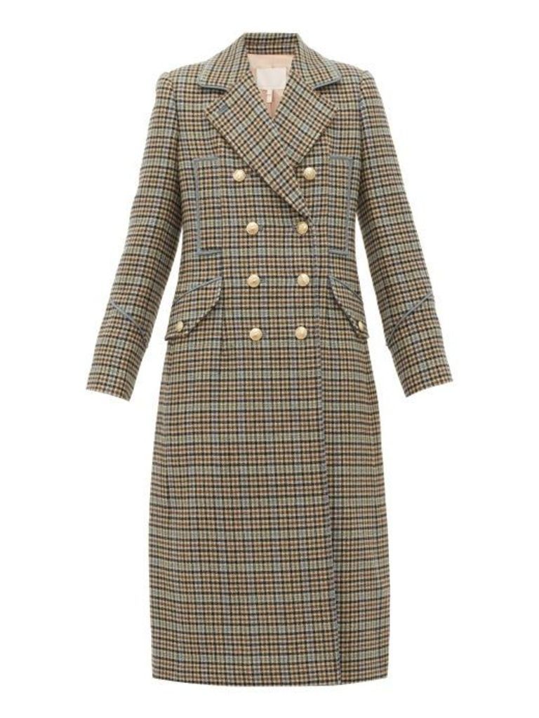 Rebecca Taylor - Double-breasted Houndstooth Wool-blend Coat - Womens - Beige Multi