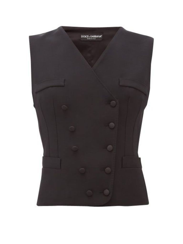 Dolce & Gabbana - Double-breasted Wool-blend Twill Waistcoat - Womens - Black