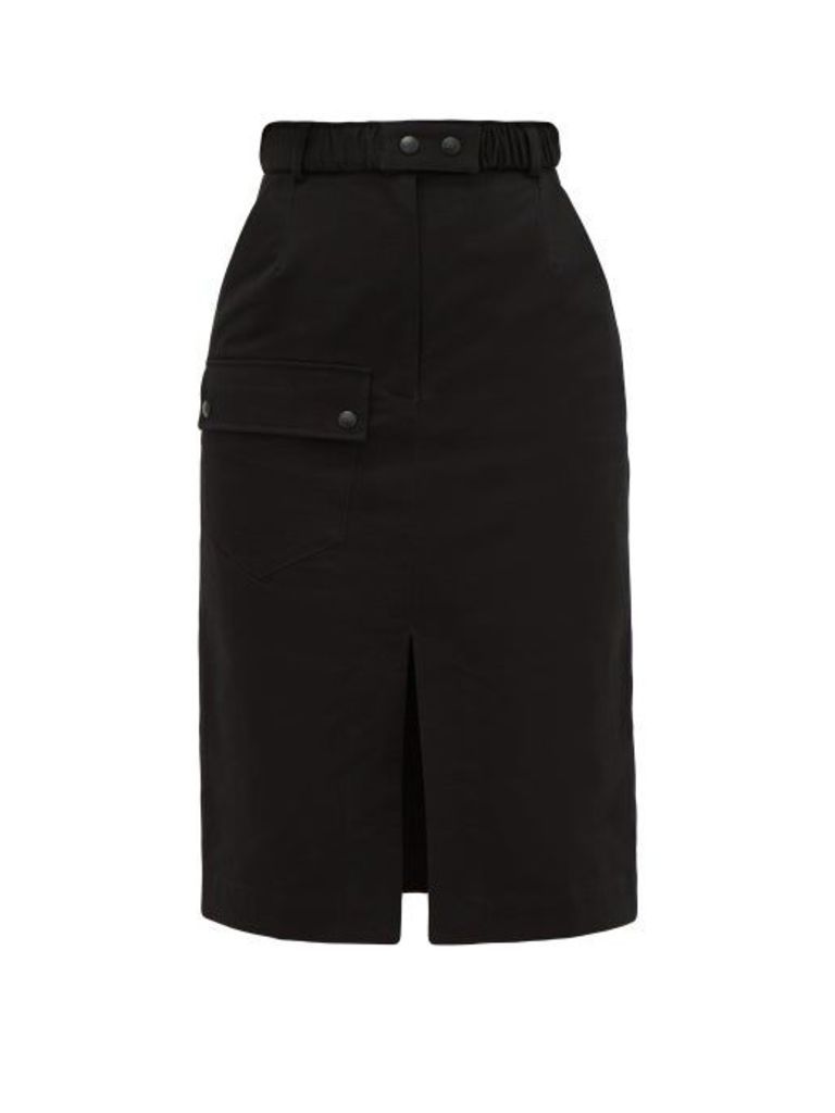 Symonds Pearmain - High-rise Belted Cotton Pencil Skirt - Womens - Black