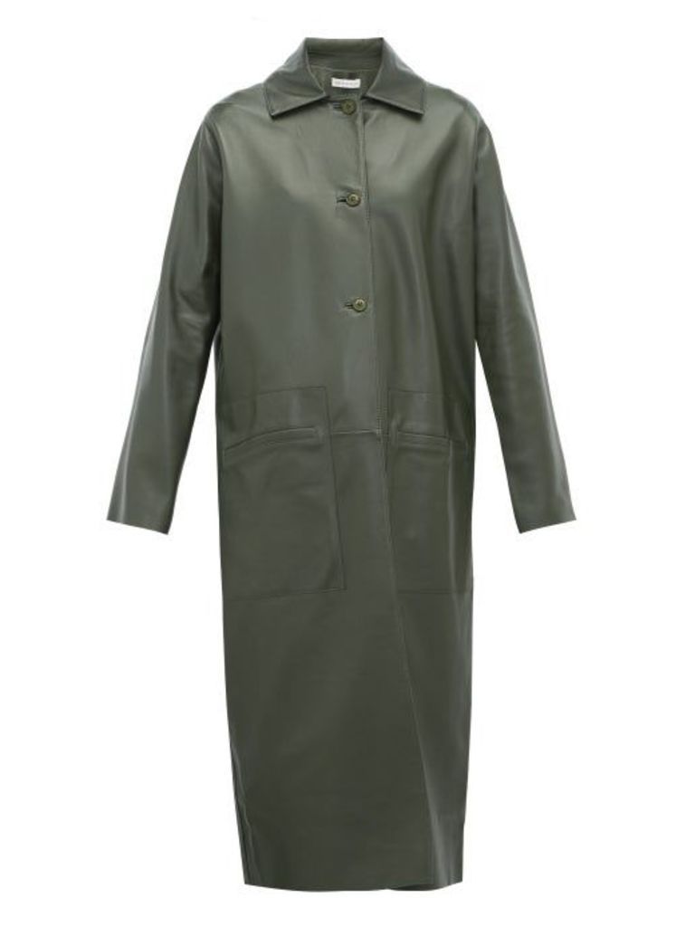 Inès & Maréchal - Famous Single-breasted Leather Coat - Womens - Dark Green