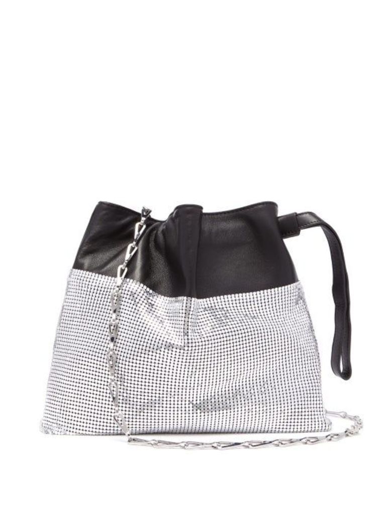 Paco Rabanne - Drawstring Chain-mesh And Leather Pouch - Womens - Silver Multi