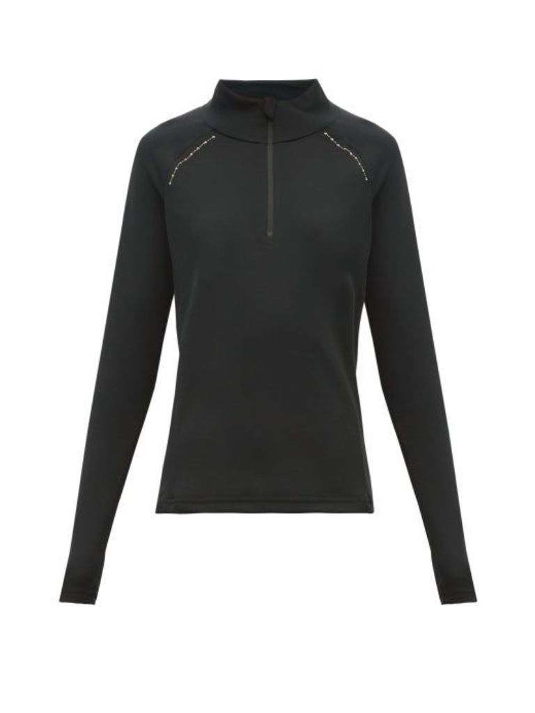 Capranea - Zipped Funnel-neck Fleece-back Mid-layer Sweater - Womens - Black