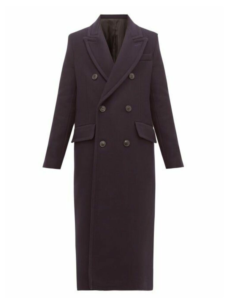 Ami - Double-breasted Virgin Wool-blend Coat - Womens - Navy