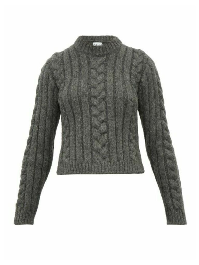 Ganni - Cable Knit Alpaca-blend Sweater - Womens - Grey
