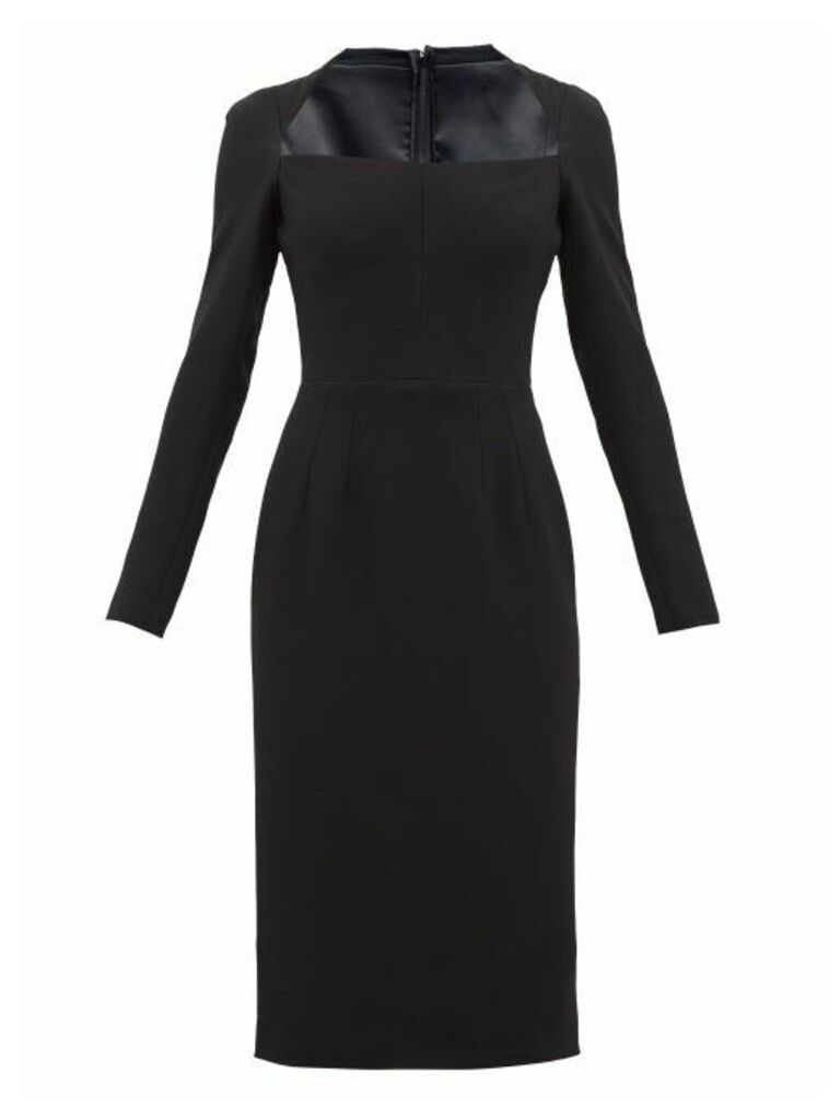 Dolce & Gabbana - Scoop Neck Crepe Midi Dress - Womens - Black